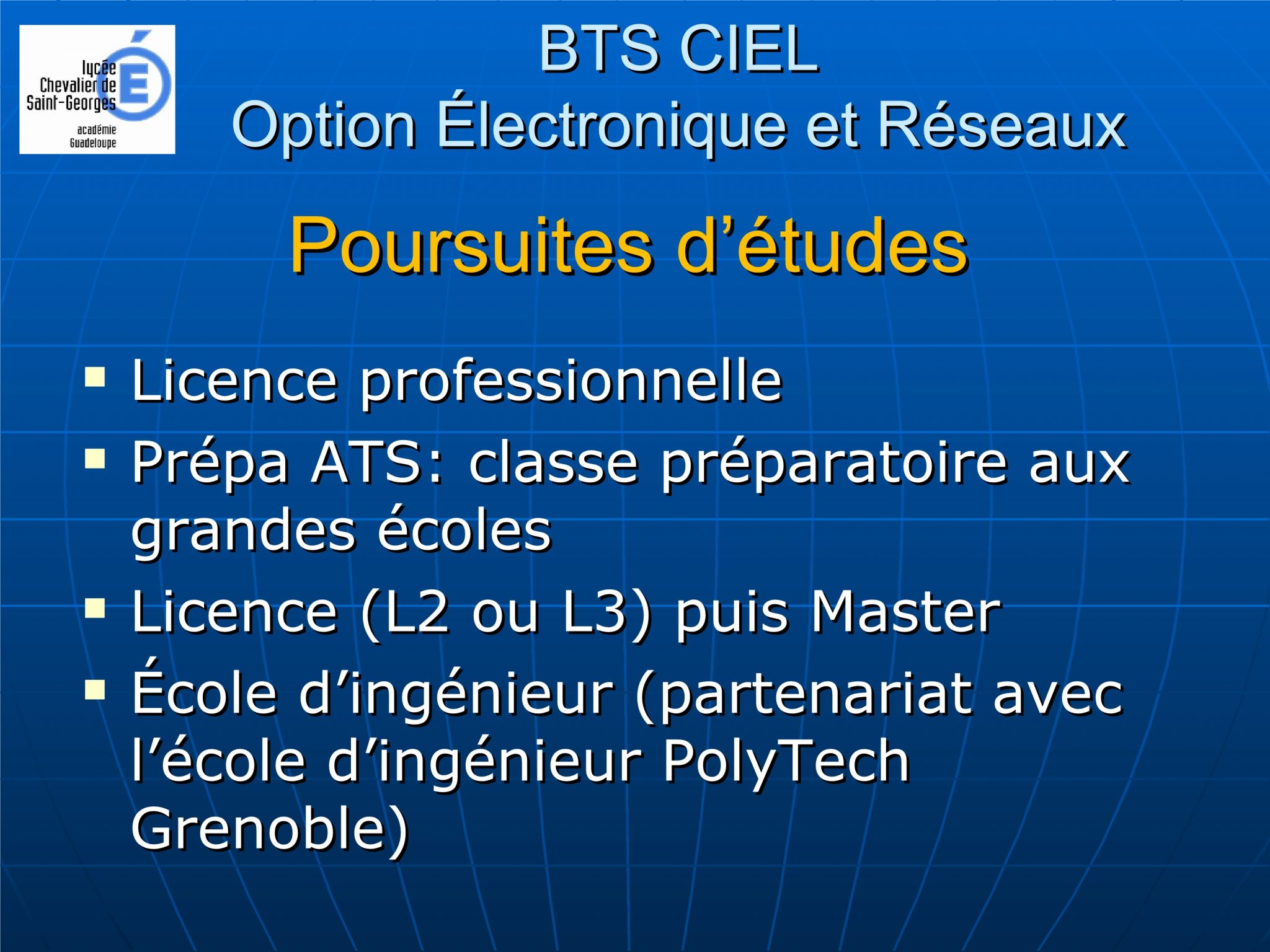 BTS CIEL Option B: Électronique Et Réseaux – LPO Chevalier De Saint-Georges